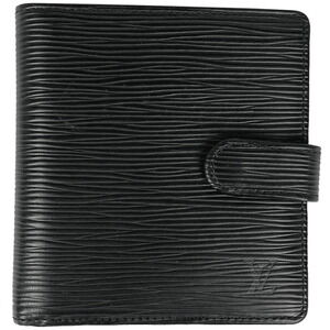 Louis Vuitton Porte Bie Compact Bi fold Wallet Epi Noir Black